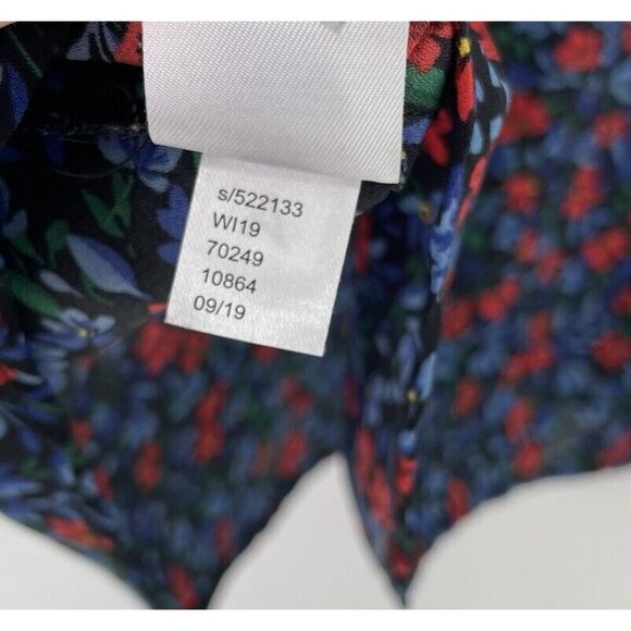 LOFT Women’s Navy Blue Floral Tie Beck Chiffon Sleeveless Blouse Boho‎ Sz M - Picture 5 of 8